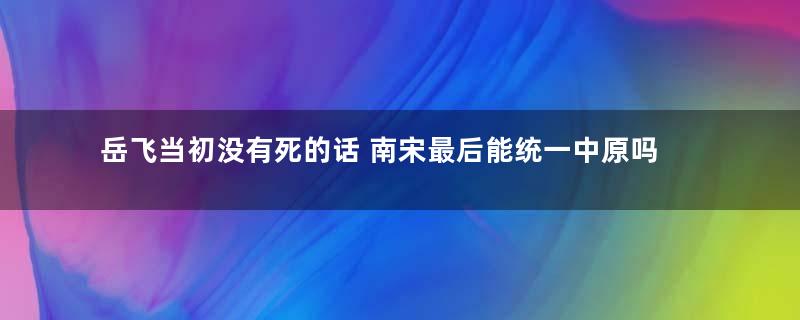 岳飞当初没有死的话 南宋最后能统一中原吗